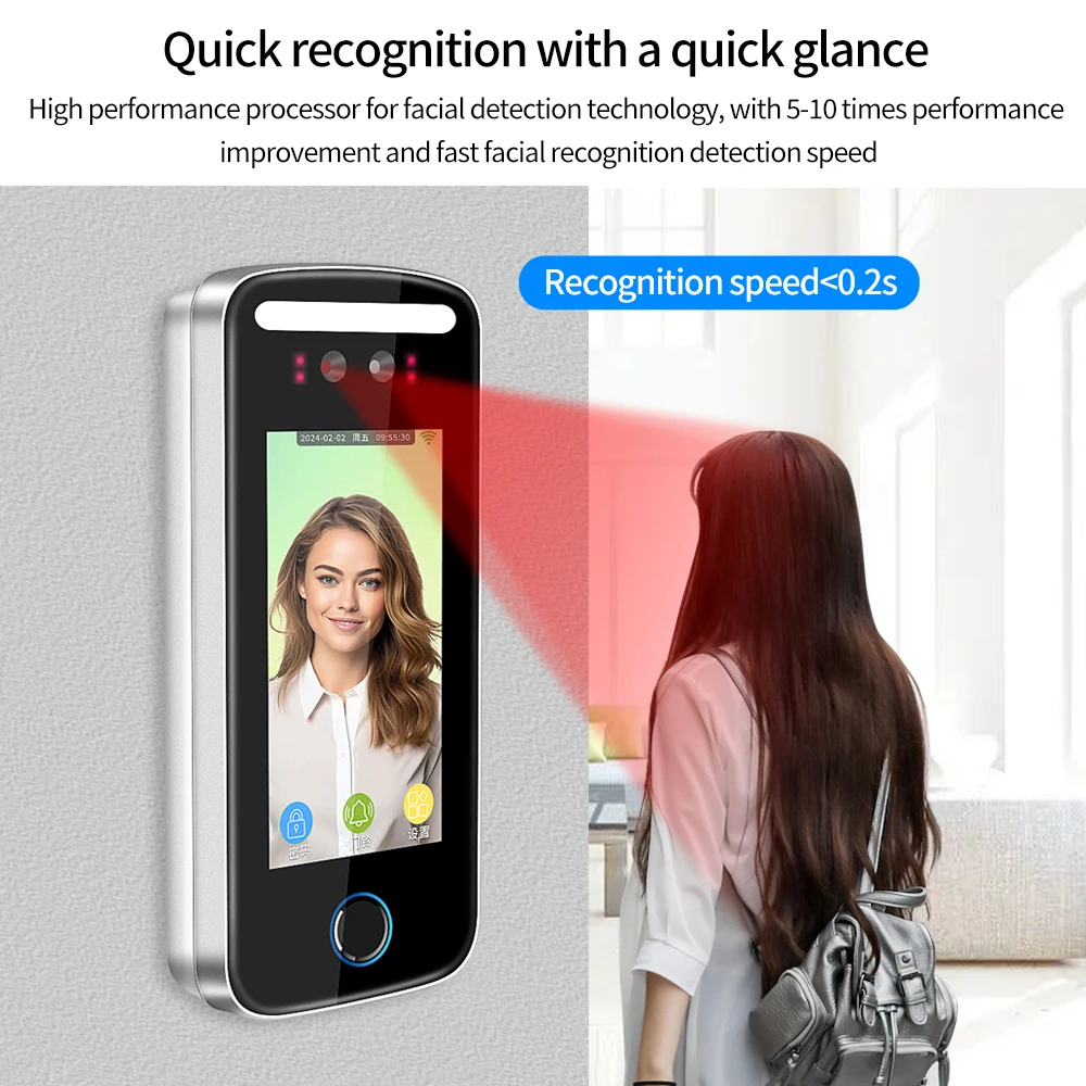 Tuya Smart Life Wifi Dynamic Face Recognition Access Control TCP / IP 125K RFID Time Attendance System Facial Reader Waterproof