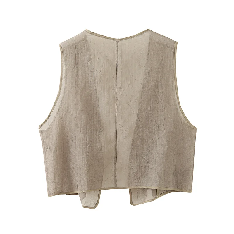 Fashionable Breathable Thin Women's Vest BANA Tag Removed Loose Fit Short Length Cotton Blend Fabric  Color Summer Outer...