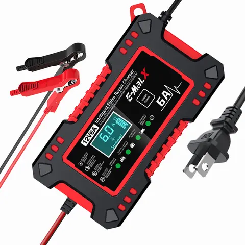 Car Battery Charger Intelligent Smart Battery Charging Fast Power Charging Pulse Repair Tools Digital Display Auto Accessories Universal For SUV Motorcycle Truck RV