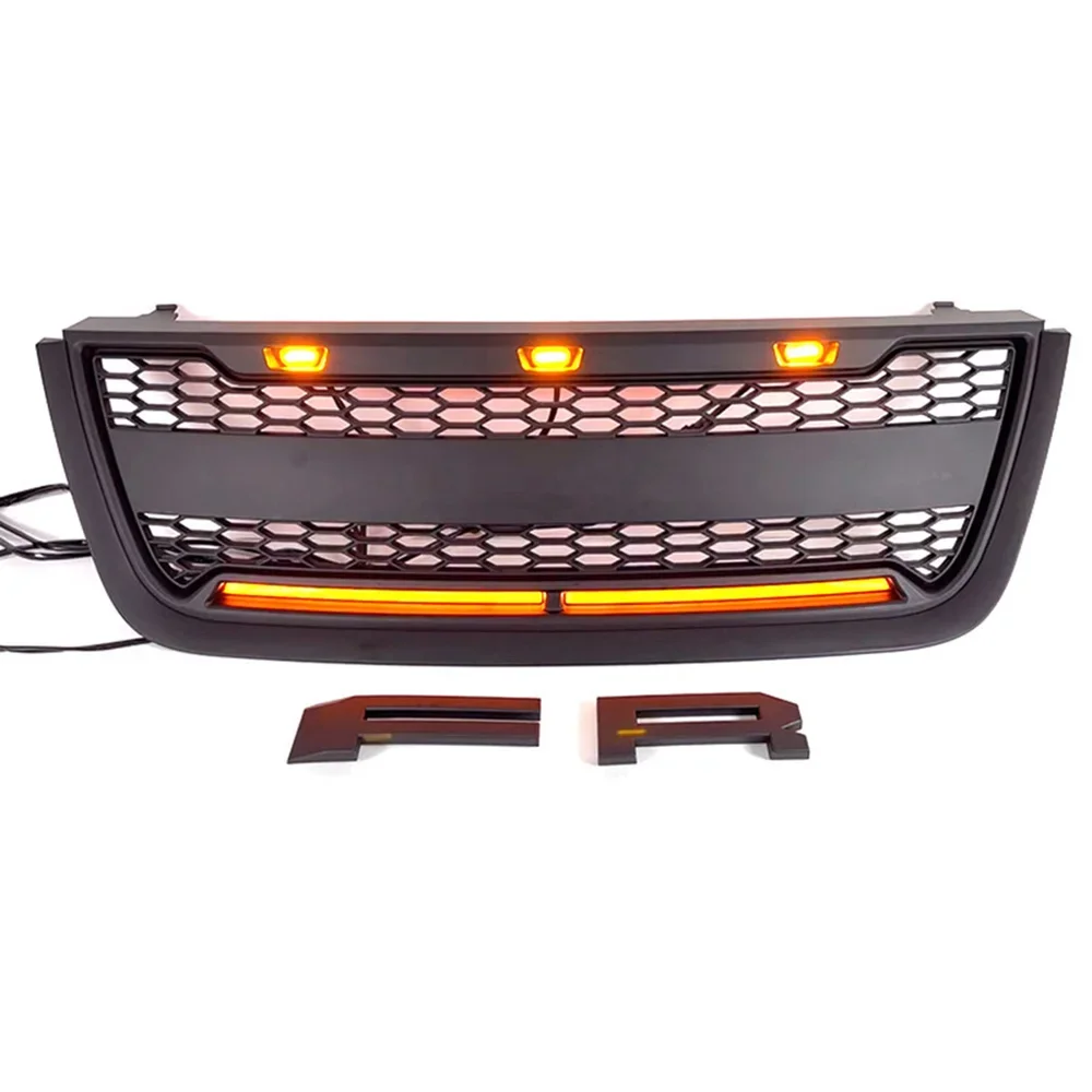 Automotive Exterior Accessories Front Grill Matte Black Grille With Light Bar Fit For Ford Explorer  2003 2004 2005 2006