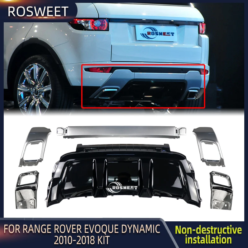 Rear Bumper Tail Throat Exhaust Pipe Trim Cover Kit For Land Rover Range Rover Evoque Dynamic L538 2010-2018 Car Accessories