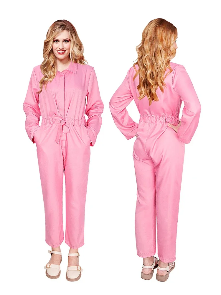 Teddy Jumpsuit Women\'s Outfits Pink Long Sleeved Cosplay Doll Role-playing Set Movie Costume Female Clothing Spring 1-pcs Set