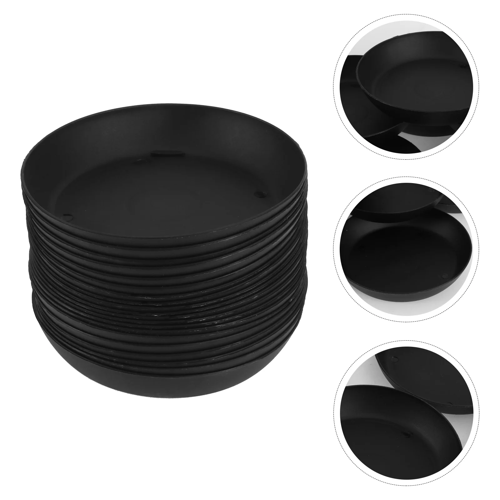 20 Pcs Plastic Flowerpot Drip Tray Plant Pot Saucer Flowerpot Chassis Tray for Fleshiness Planter Garden Balcony (Black)