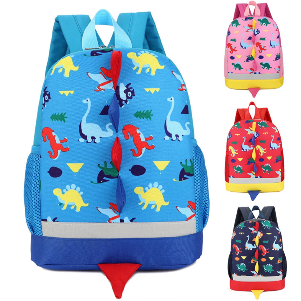 Cloth Kids Dinosaur Print Backpack Sturdy And Durable School Bag Practical Gifts School Backpack dark blue