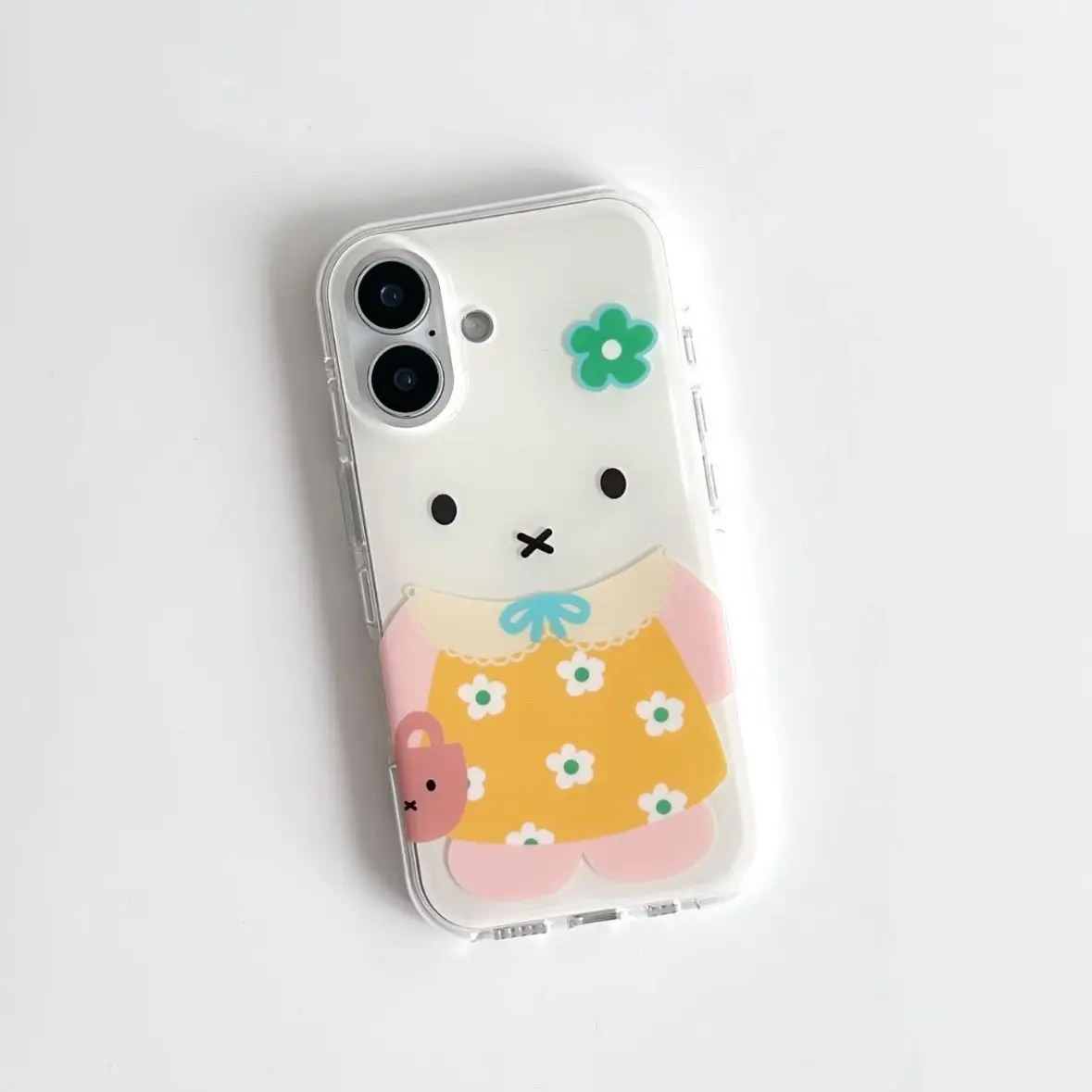 Kawaii Miffy Mobile Phone Case for IPhone 16 15 14 13 12 Anti-fall Wear-resistant Cartoon Lovely New Style Floral Skirt Girl