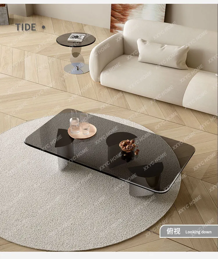

YYJ Suspended Coffee Table Tempered Glass Corner Table Living Room Simple Large Minimalist Tea Edge Table Combinat