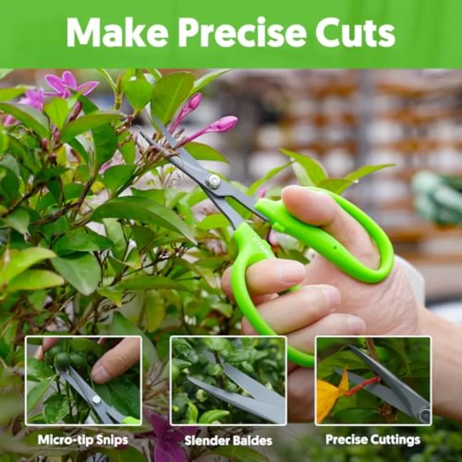Garden Scissors, 2PCS 6in Pruning Shears Snips Non-stick Coated Sharp Steel Blades - Gardening Tools Garden Shears for Plants H