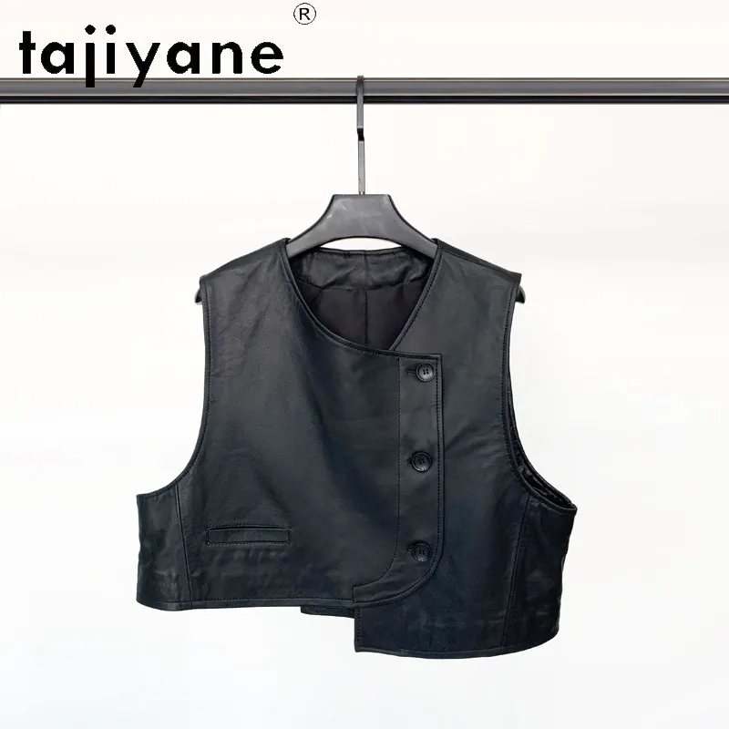 TAJIYANE Genuine Leather Jacket Women Vestes Irregular Sheepskin Coat Short Motorcycle Jackets for Woman Black Veste Femme Loose