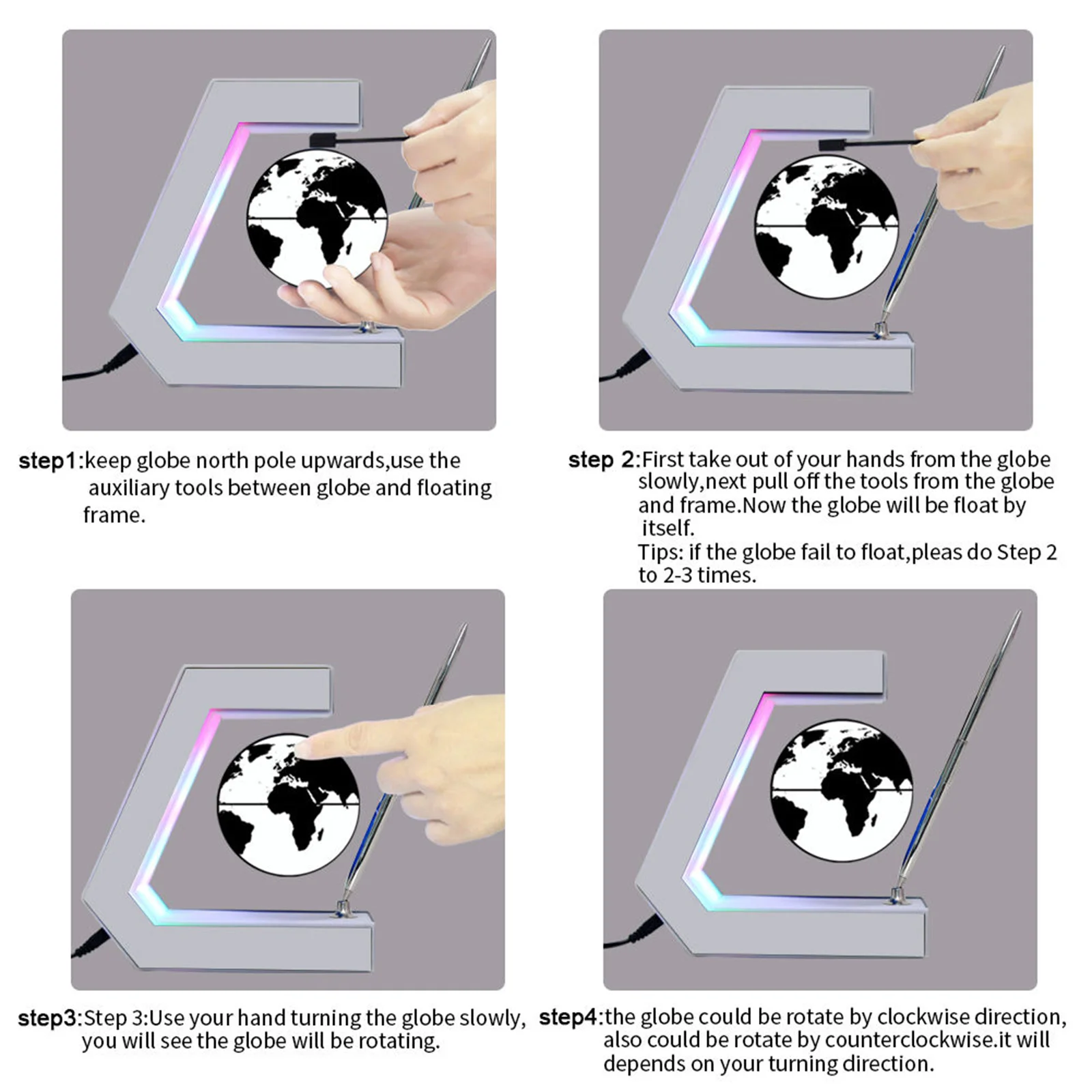 Globo de levitación magnética con luz LED y bolígrafo, mapa del mundo flotante para decoración del hogar y la Oficina, regalo para hombres, niños, padre, compañeros, Jefe