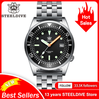 Steeldive Brand SD1979 Stainless Steel Bracelet Super Luminous C3 Blue Dial 200M Waterproof Dive Watch Men
