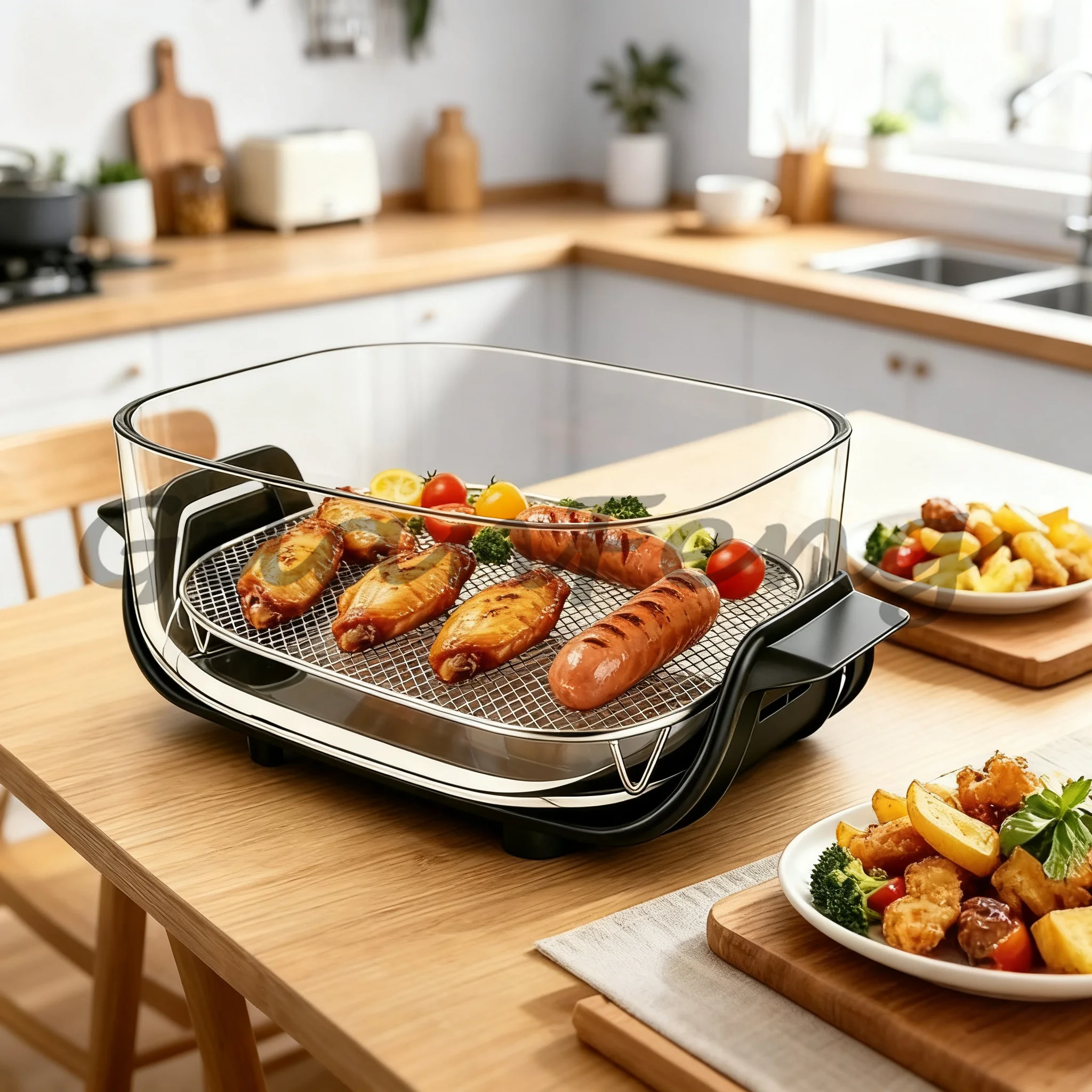 3Pcs Stainless Steel Air Fryer Replacement Parts, Crisp Tray and Rack Compatible with FN100 FN101