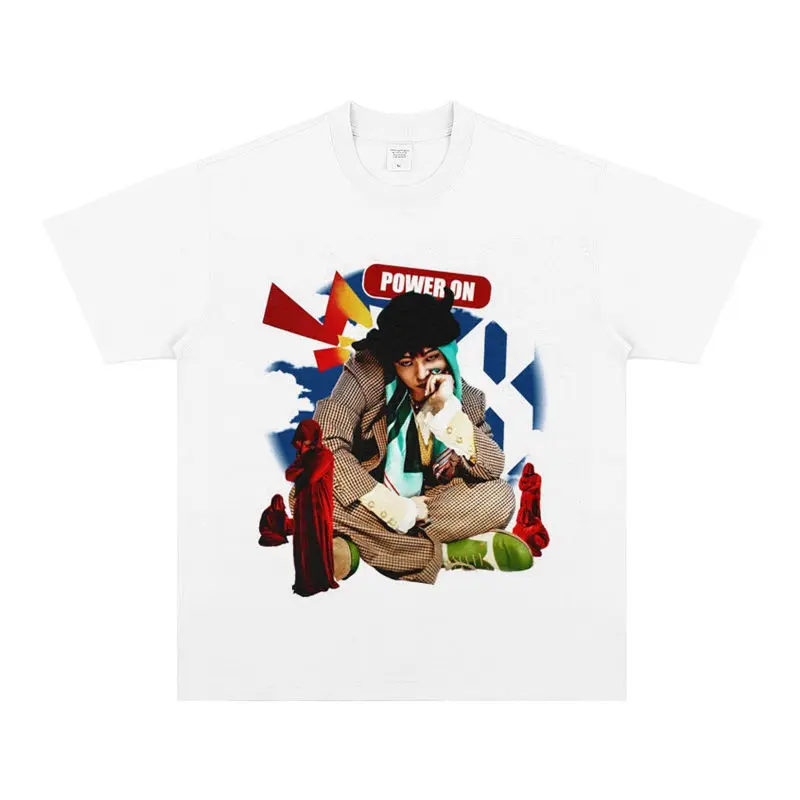 G Dragon T Shirt Fashion Hip Hop G-DRAGON Print T-shirt Kpop GD POWER Übermensch Tops Men Women Summer Cotton Short Sleeve Tee view 3