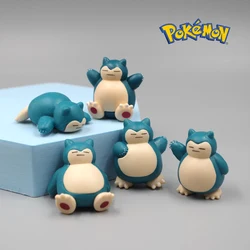5pcs/Set Snorlax Figures Model 4CM Pokemon Anime Action Figure Catoon Decoration PVC Doll Toys Pokémon Kids Birthday Gifts