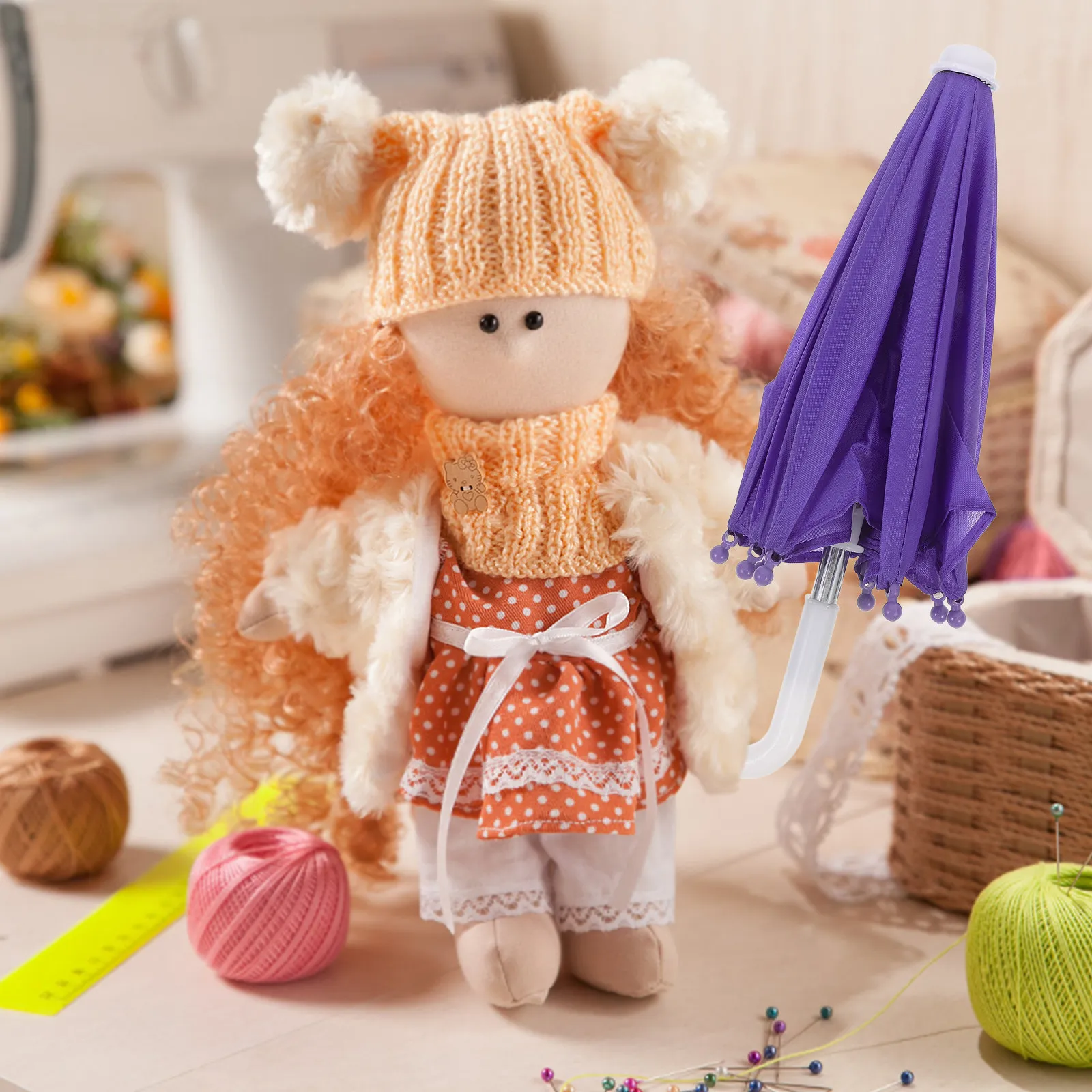 

Миниатюрный зонт для кукольного домика, полиэстер, нержавеющая сталь, полипропилен, изысканное исполнение, уникальный кружевной дизайн