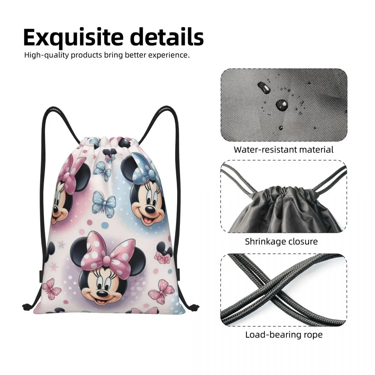 Custom Mickey Mouse Drawstring Bags Women Men Lightweight Sports Gym Storage Backpack