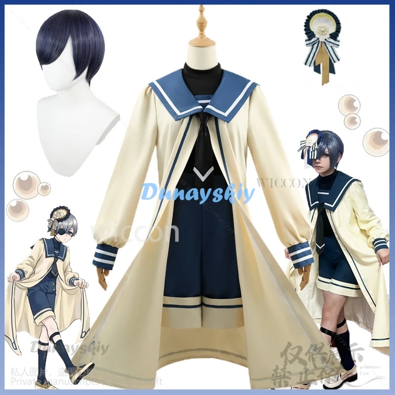 Anime Blackk Butler Cosplay Ciel Phantomhivee Scallop Clothing Goth Lolita Coat Shorts Suits Halloween Party For Men Customized