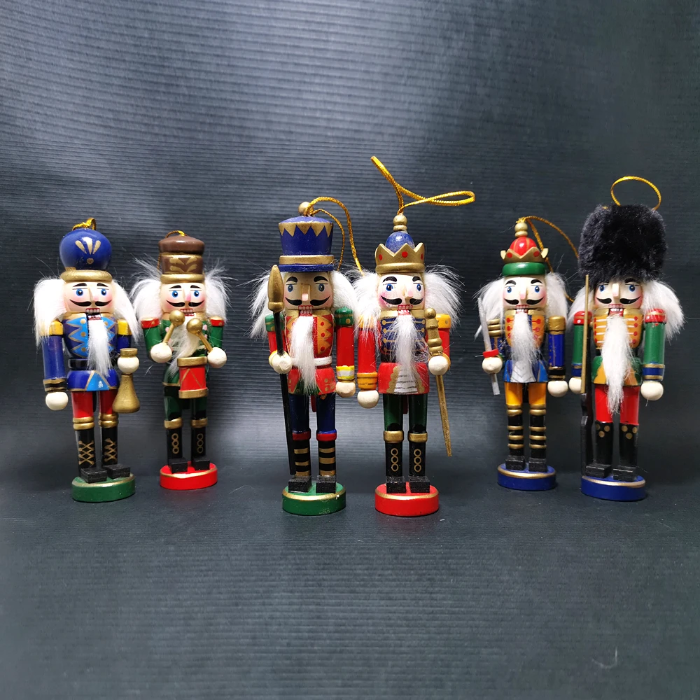 

6pcs-13cm Nutcracker Christmas Decor Wooden Christmas Decorations Nutcracker Figures Christmas Festive Collectible HT243