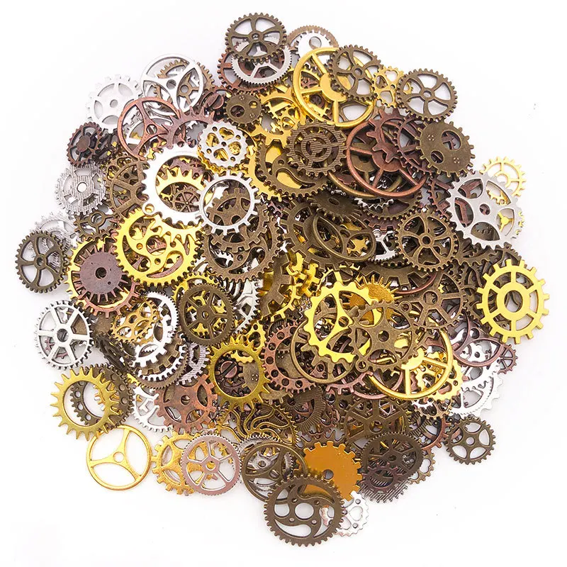 50g/bag Random Mix Color Mix Size Metal Mechanical Steampunk Cogs Gears Charms Pendant For DIY Jewelry Making Accessories image 6