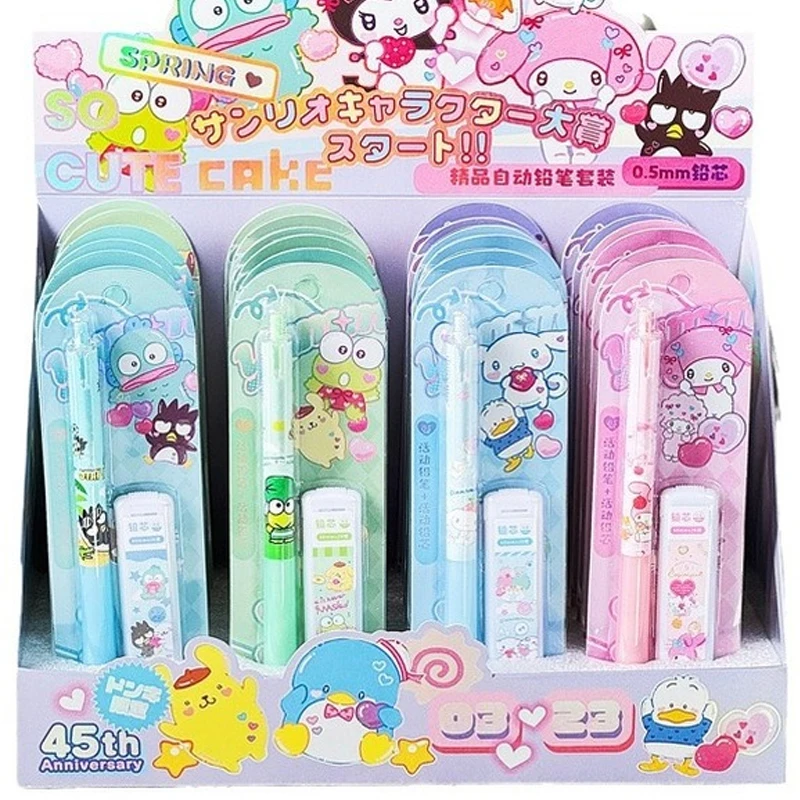 Imagem -06 - Sanrio Lápis de Propulsão 12 24 Peças Conjunto de Desenhos Animados da Hello Kitty 0.5 mm Instrumento de Escrita de Papelaria para Estudantes Presentes de Aniversário Kuromi