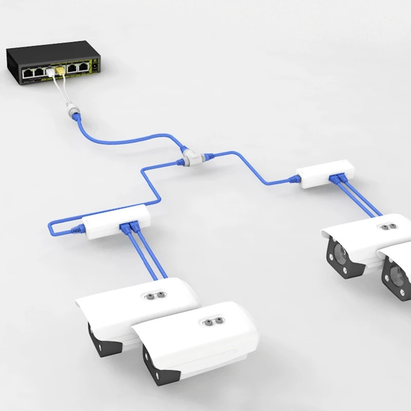 POE Splitter 1-To-2 Saving Network Cable Three-way RJ45 Connector For Security Camera Router Wrieless Security Camera