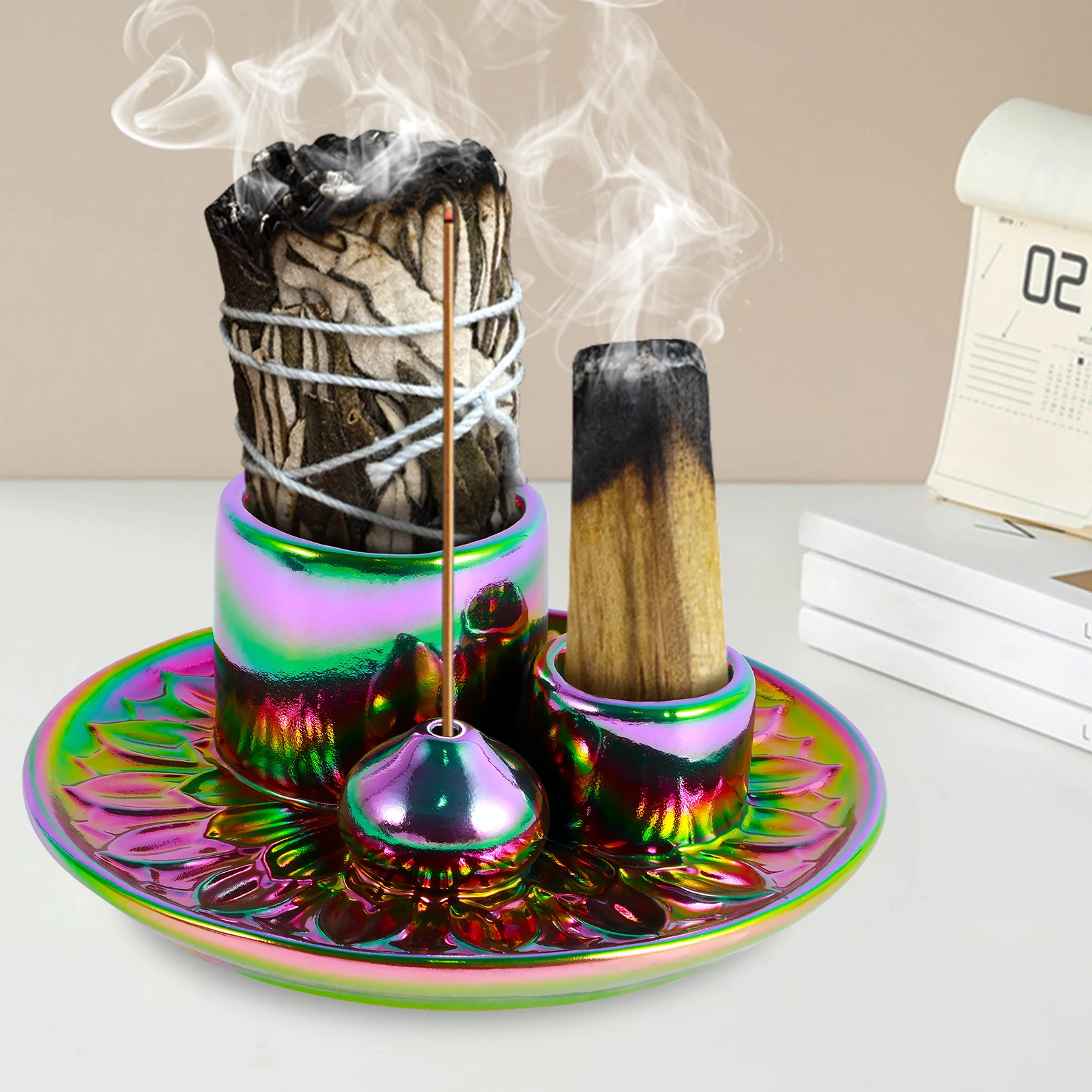 Palo Santo Sticks Holder Ceramic Palo Santo Burner Multi-Purpose Incense Burner Candle Holder Elegant Incense Burner Holder
