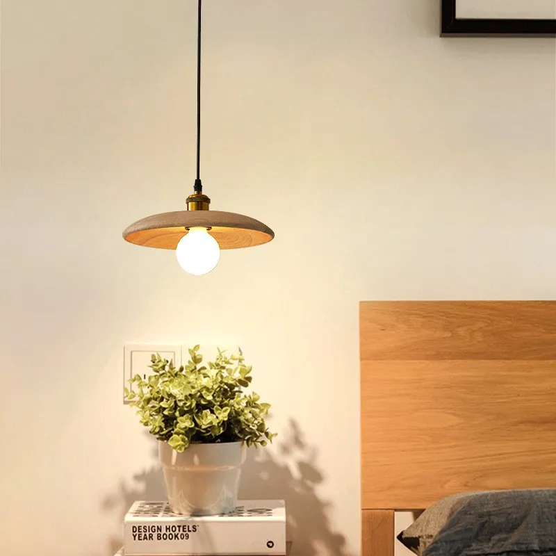 

Nordic restaurant chandelier modern minimalist dining room bedroom bar table lamp creative personality walnut single head chande