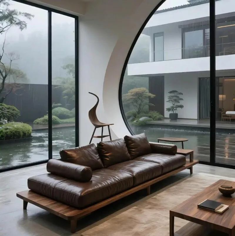New Chinese-style solid wood sofa Modern simple living room Villa North American black walnut large and small apartment