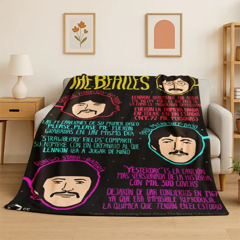 HD B-Beatles Rock Band Star Flannel Blanket Soft Warm Throw Blanket for Bedroom Living Room Bed Travel office Picnic Fest Gift
