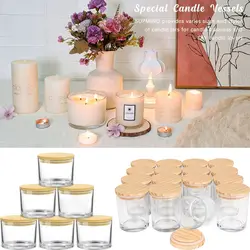 Clear Glass Candle Jars Transparent Small Glass Aromatherapy Tray Wide Mouth Thick Empty Candle Containers for Making Candles