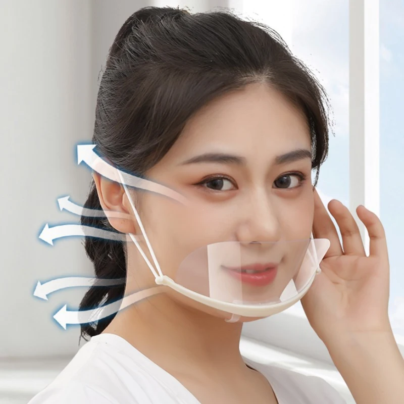 [New] 20PCS Clear Plastic Catering Mask Hotel Beauty Chef Waiter Protective Mask Reusable Visible Splash Proof Mask