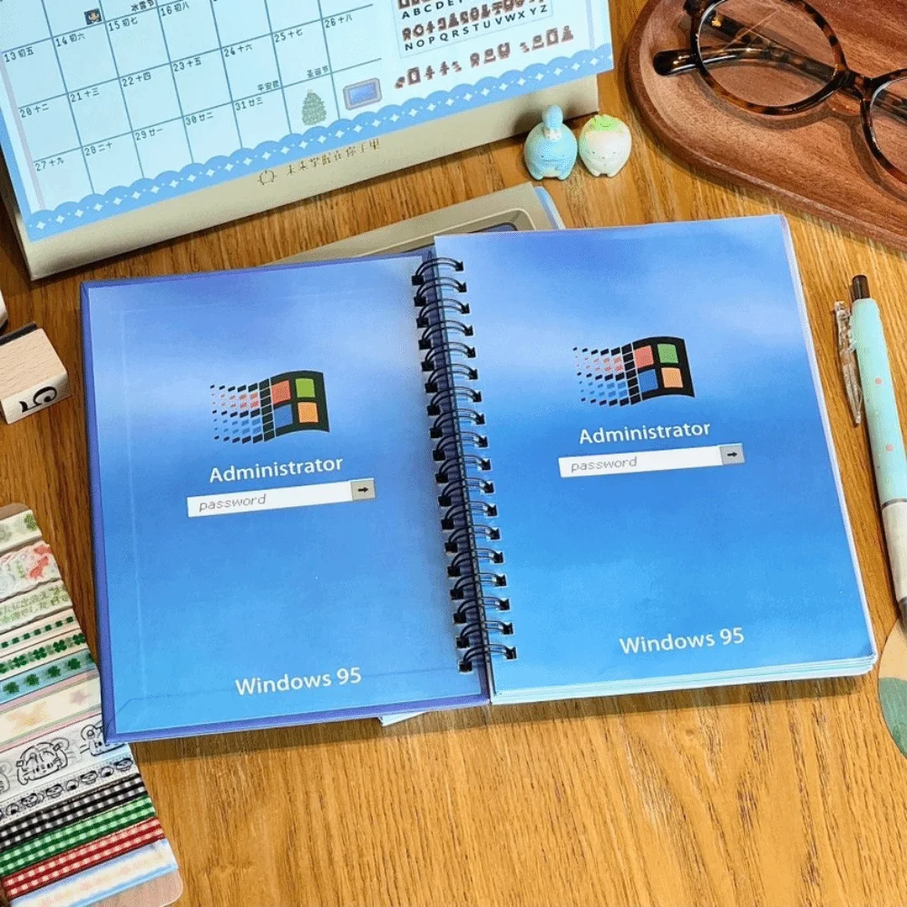 Y2K B6 Size Spiral Notebook 60 Pages Vintage Desktop Layout Scrapbook Planner Spiral Binding Desktop Layout Journal Scrapbooking