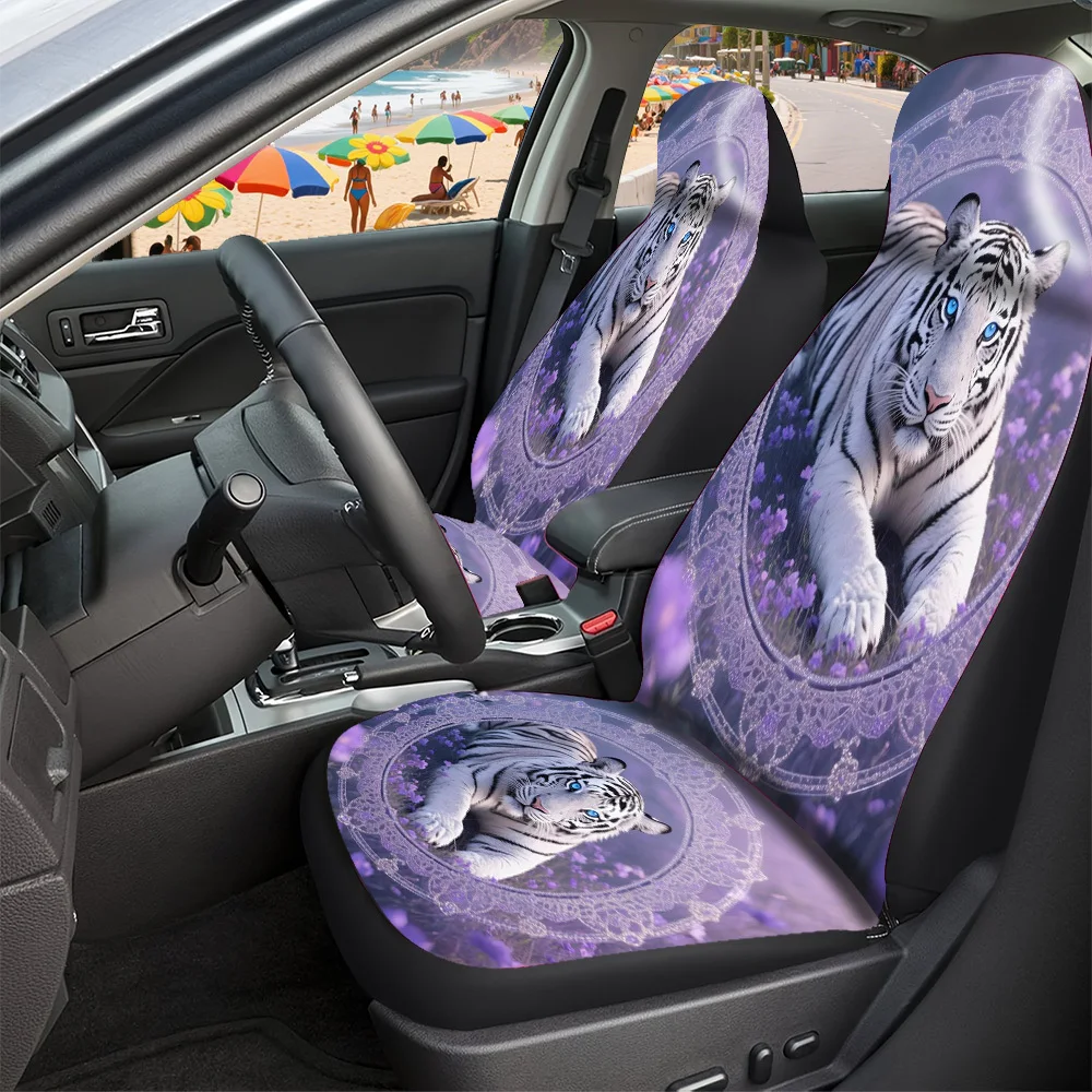 Trendy Printed Car Seat Covers With Halloween Christmas New Year Easter Designs Tiger Circular Frame Flowers Patterns Premium Ma