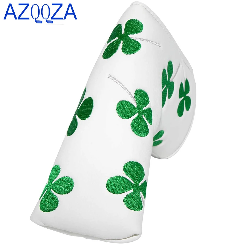 

Lucky Green Clover Shamrock Golf Blade Putter Cover Headcover Club Protective Golf Accessories for Men,Soft Synthetic Leather