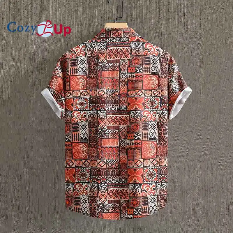 Summer Printing Shirt Men's Shirt Ethnic Style Men's Middle East Retro Pattern Short Sleeve Shirt