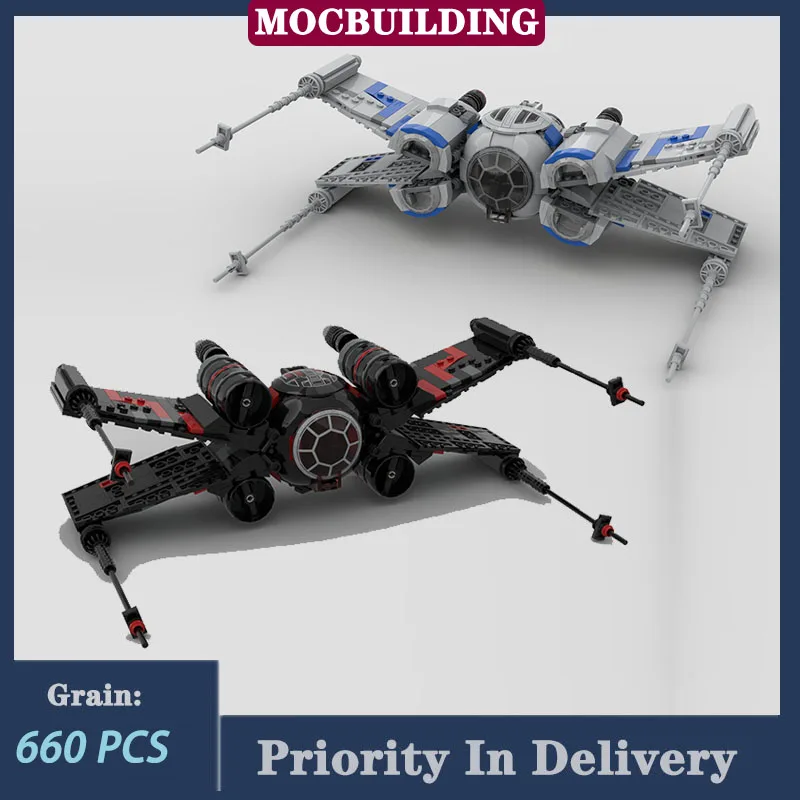 MOC Space Movie TIE-X Starfighter Line Model Building Block Assembly Air Vehicle Collection Toy Gifts