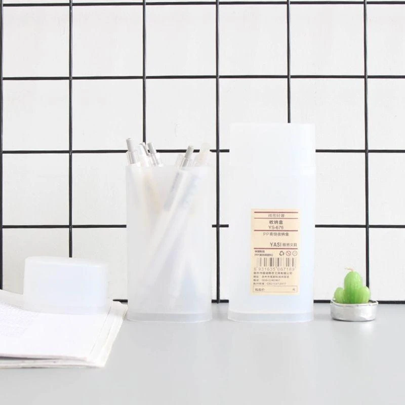 سطح المكتب صندوق قلم رصاص شفاف حامل القلم صندوق تخزين مع غطاء القرطاسية المدرسية أفضل بيع