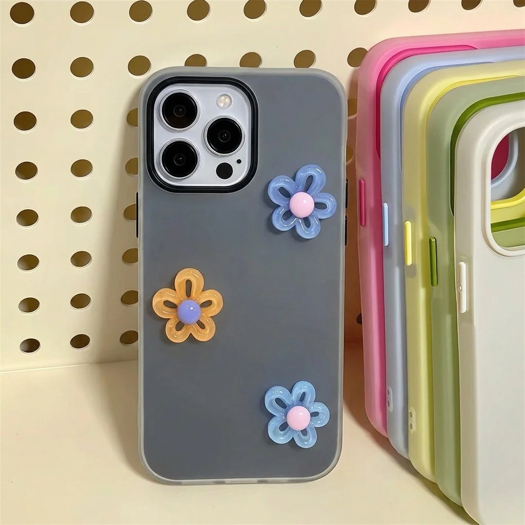 Black 2 In 1 With 3D Diy Colorful Flower Lanyard Case For iPhone 17 16 15 14 13 Pro Max 17 16 Pro 16 15 14 Plus SIlicone Cover view 4