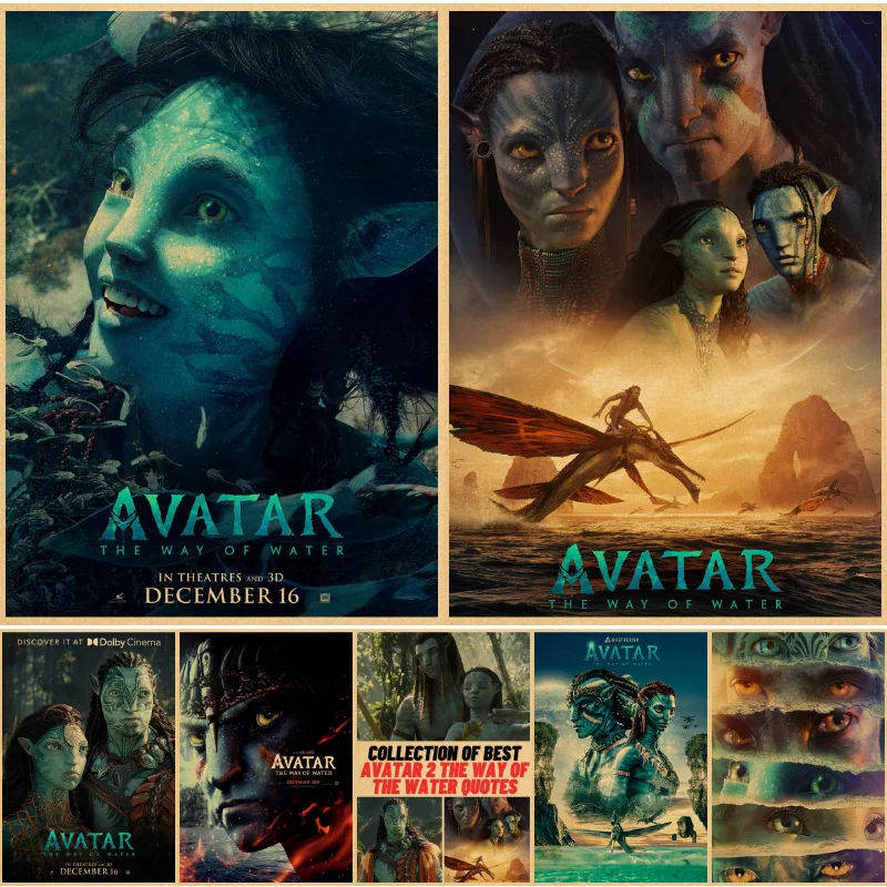 AVATAR 2 The Way of Water Printed Wall  Posters Vintage Kraft Paper  Living Room Home Wall  Art Painting