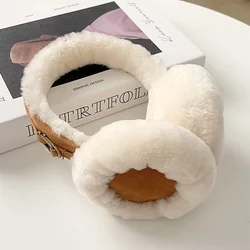 Wool Ear Warmer Winter Sheepskin Ear Muffs for Women Men Soft Warm Solid Earflap Outdoor Cold Protection EarMuffs Ear Cover