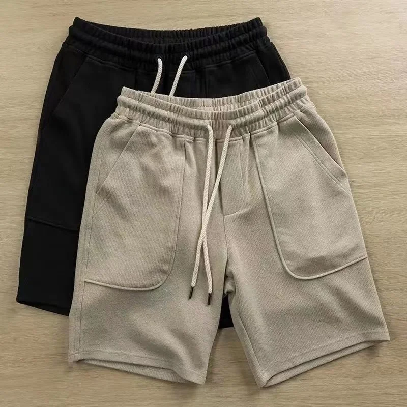 Sports Men's Shorts Sweat with Pockets Black Pack Comfortable Xl Cortos Thin Streetwear Vintage Male Short Pants Loose Elastic