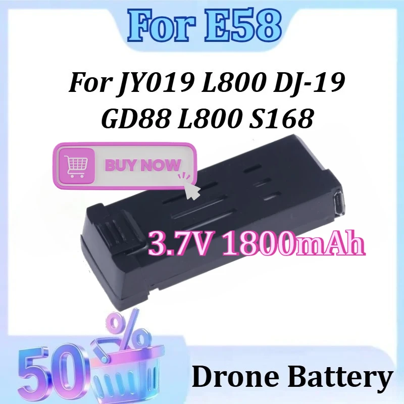 

3.7V 1800mAh for E58 JY019 L800 DJ-19 GD88 L800 S168 Folding Four-axis Aircraft Upgrade Accessories Remote Battery Drone Battery