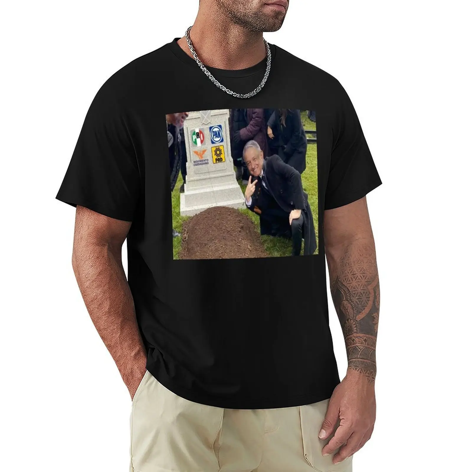 Camiseta Amlo de Talla Grande, Informal para Exteriores