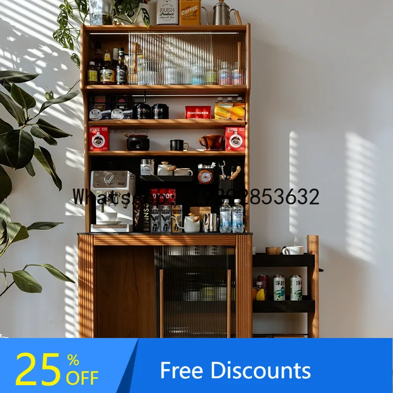 

Solid Wood Sideboard Integrated Wall-Mounted Living Room High Cabinet Ultra-Thin Narrow Storage Cabinet