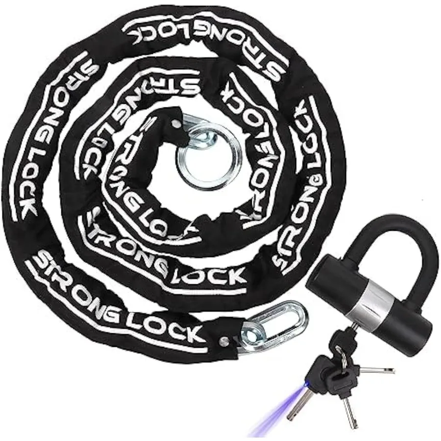 

Motorcycle Chain Lock AntiTheft 8.2ft 250cm Super Long Durable 12mm Thick With 4 Keys Security 16mm U Lock for Motorcycles Cont