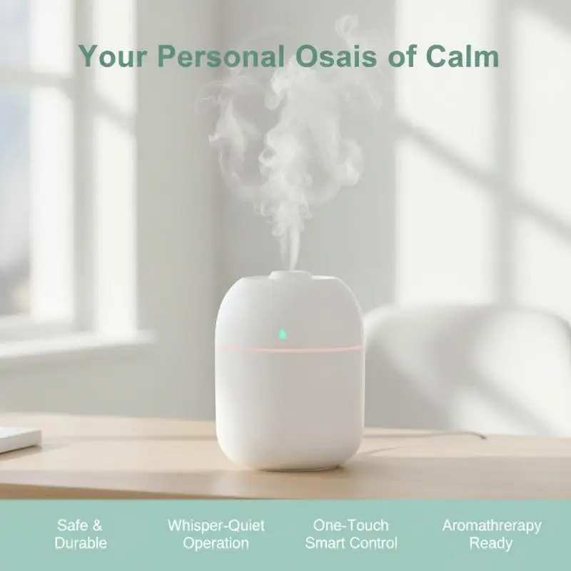 Portable Air Humidifier Ultra Quiet Large Capacity Nano Mist Atomizer for Nursery Room Night Use