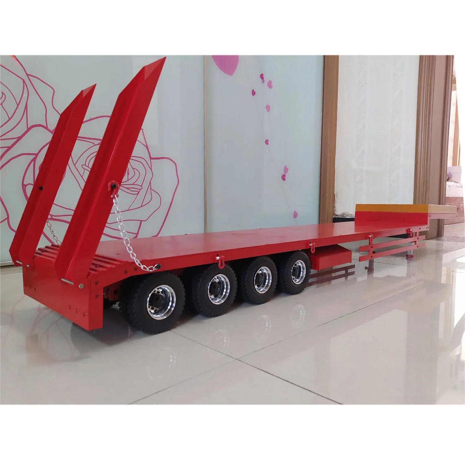 Accessories Metal 4-Axle Trailer Spare Parts 1/14 Semi-trailer for RC Construction Vehicle Tractor Truck Cars Toys TH23239