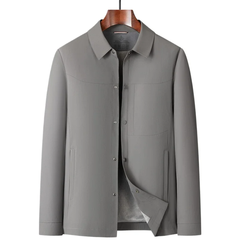 

Модная мужская исполнительная куртка. Модное однотонное дышащее деловое пальто с лацканами на весну и осень. Удобный повседневный топ.