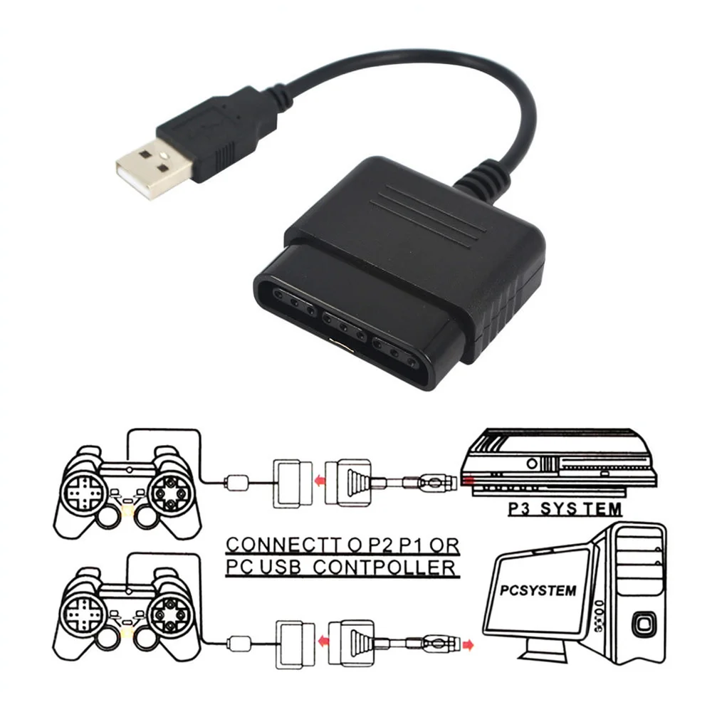 P2 Gamepad To For PS3 PC USB Adapter Converter Cable Gaming Joystick Connector Accessory Plug Play For Game Console