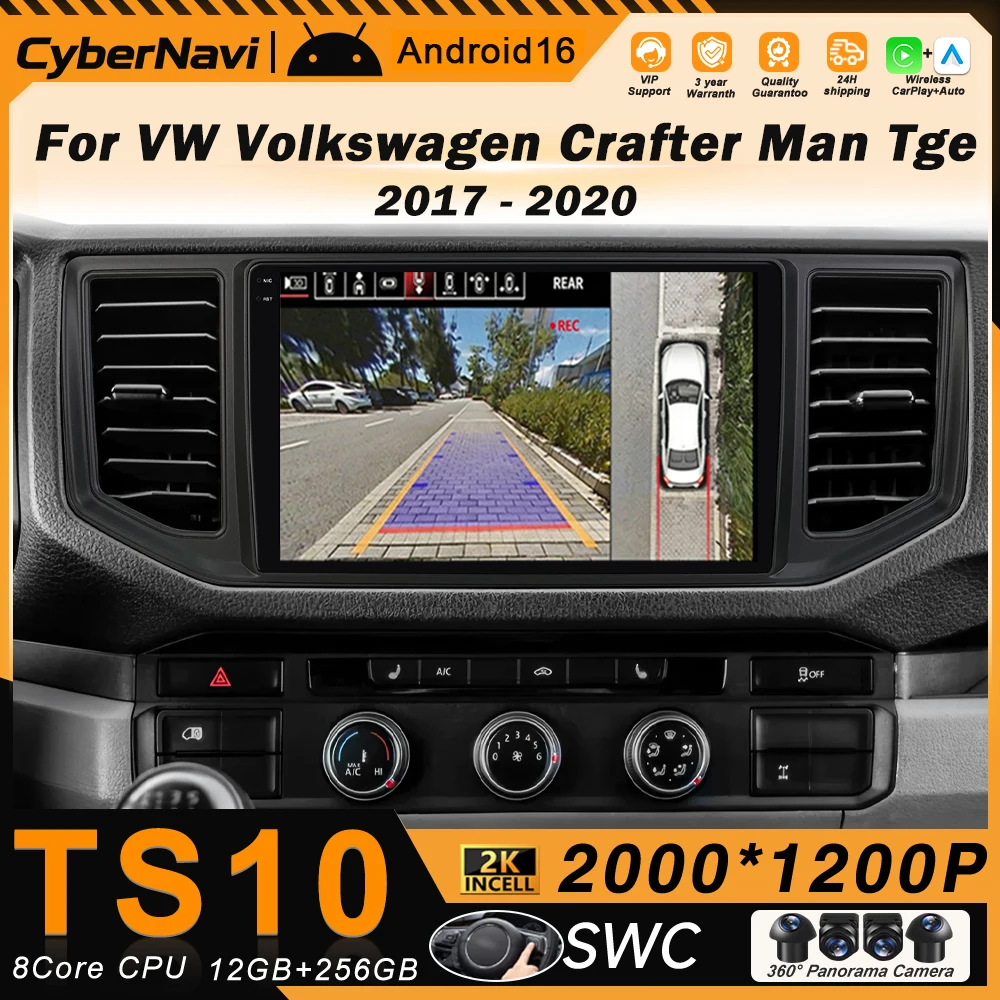 

Видеоплеер Carplay Android для VW Crafter Man TGE 2017-2020, автомобильная мультимедийная система с GPS-навигацией, беспроводным Carplay и QLED-экраном
