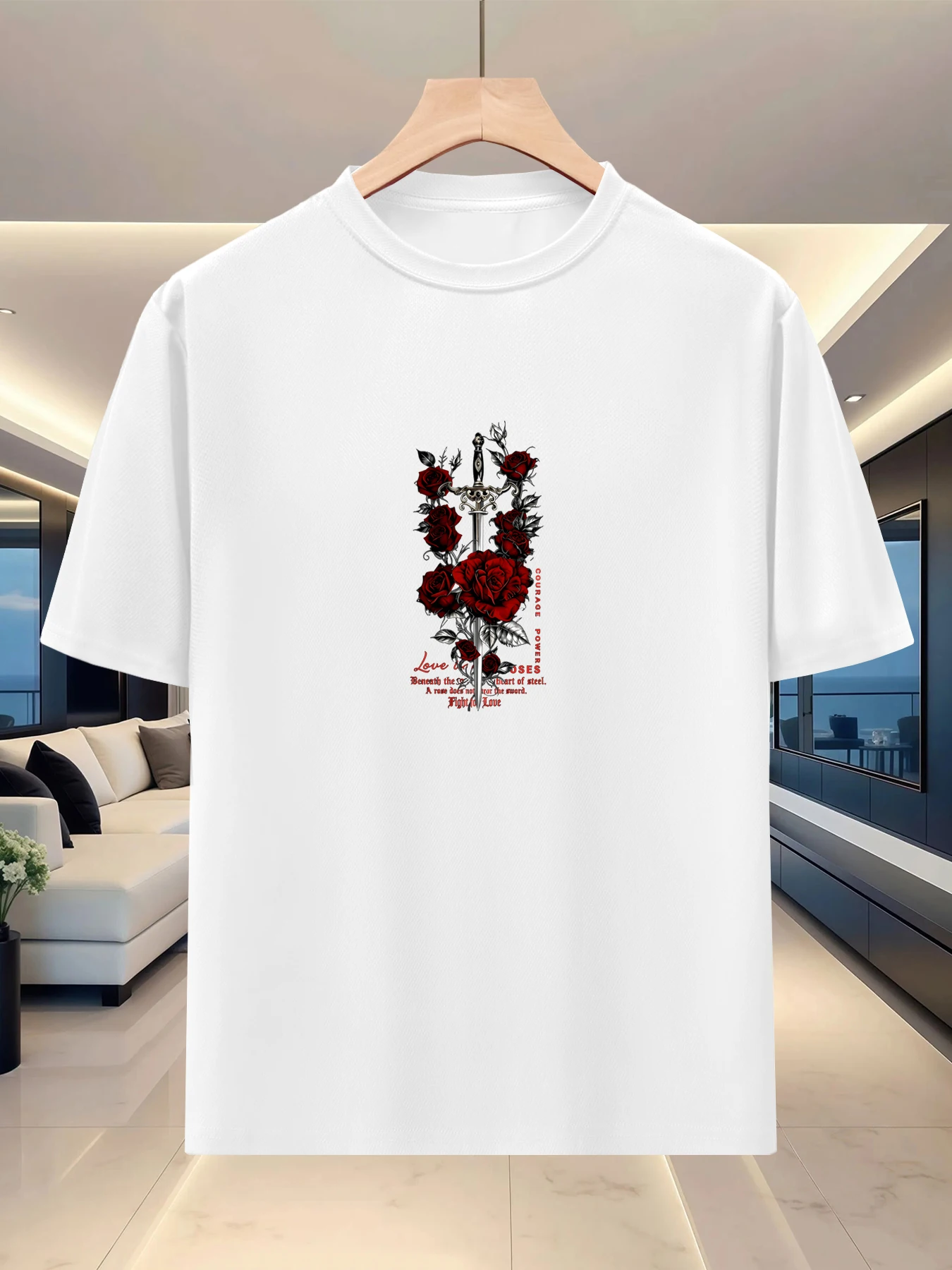 Elegant atmosphere men's short sleeved T-shirt for short distance travel, personalized graphic print, lazy half sleeve